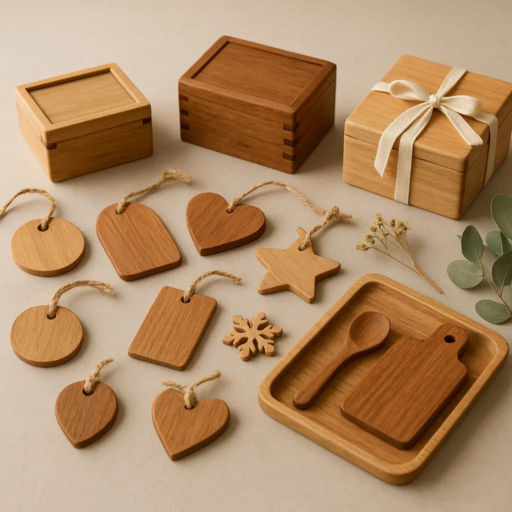 Assortierte handgemachte Holzgeschenke