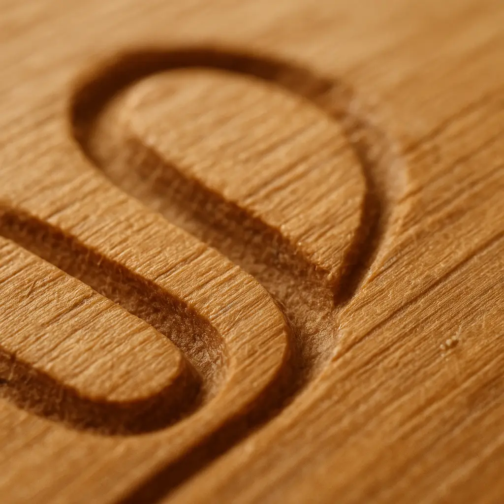 Detailaufnahme einer Holzgravur